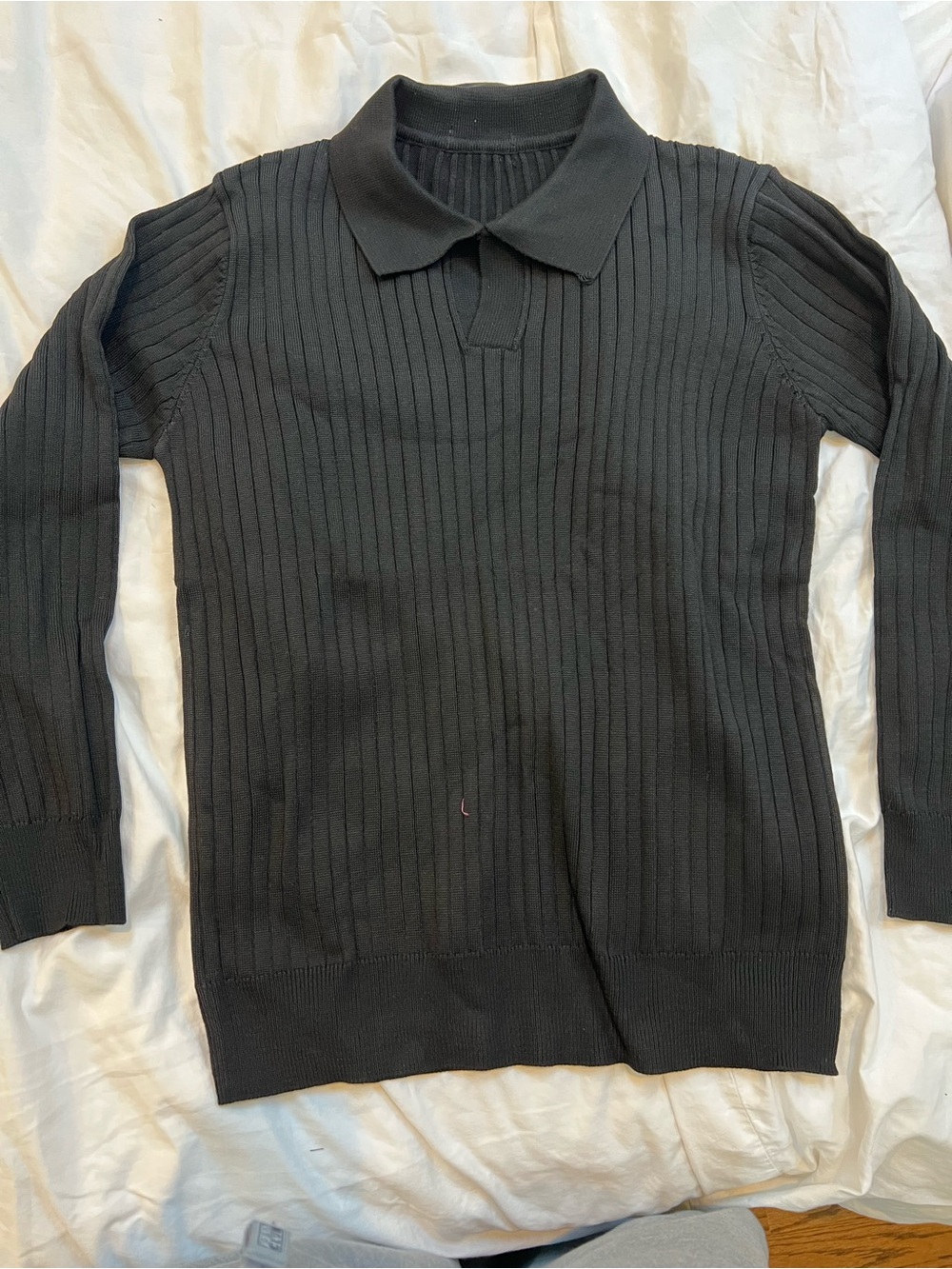 Dolci Lusso Men's Ribbed Collared Sweater — Black